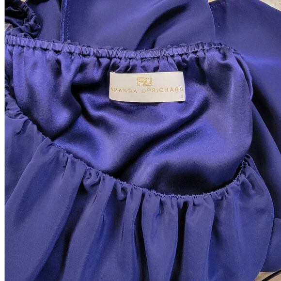 Amanda Uprichard Navy Blue Silk Ruffle Mini Dress - Picture 3 of 8
